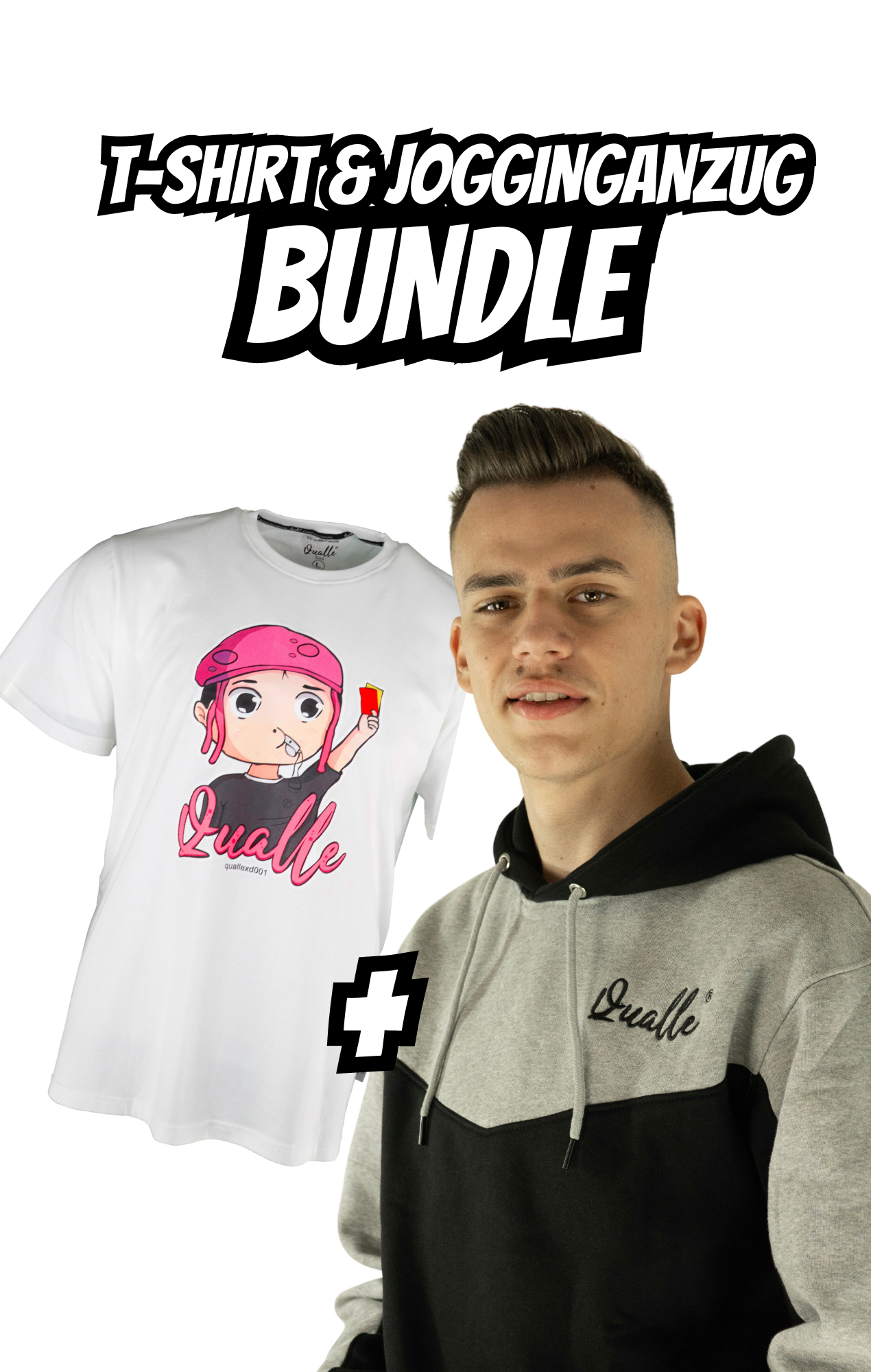 Bundle 1x Qualle T-Shirt "Quallekopf-Respekt" und 1 xQualle Trainingsanzug "Streetwear Respekt" unisex (Kinder, Frauen und Herren)
